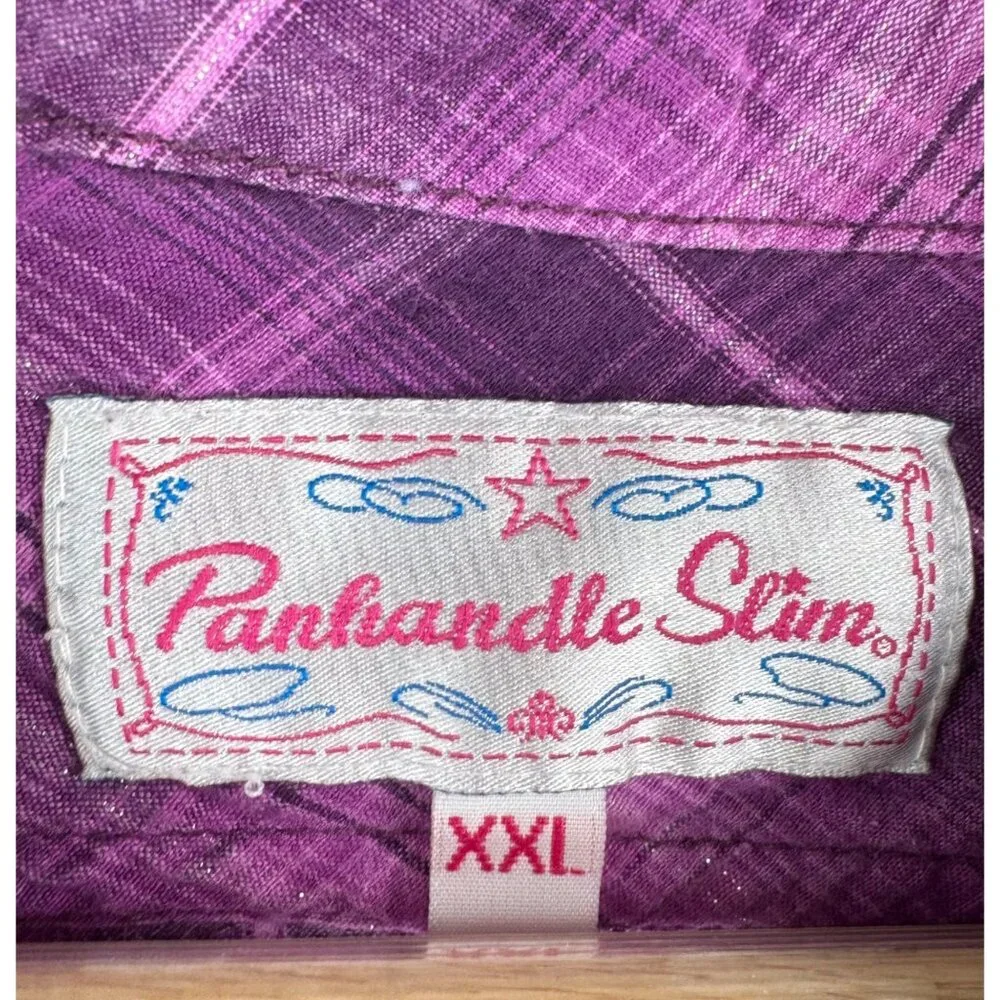 Panhandle Slim Womens Purple Plaid Embroidered Western Shirt‎ sz XXL - Picture 2 of 9